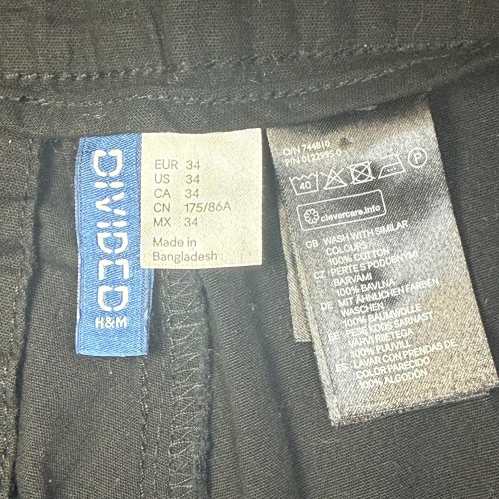 H&M Divided Mens Black Chino Shorts Size 34 Cotton Button Fly Casual Summer - Picture 5 of 9